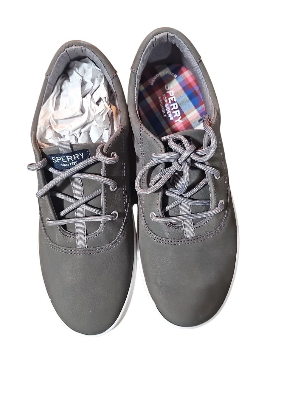 Sperry Top-Sider Spinnaker Kids Washable Gray Sneakers Shoes NIB Sz 6.5 Big Kids